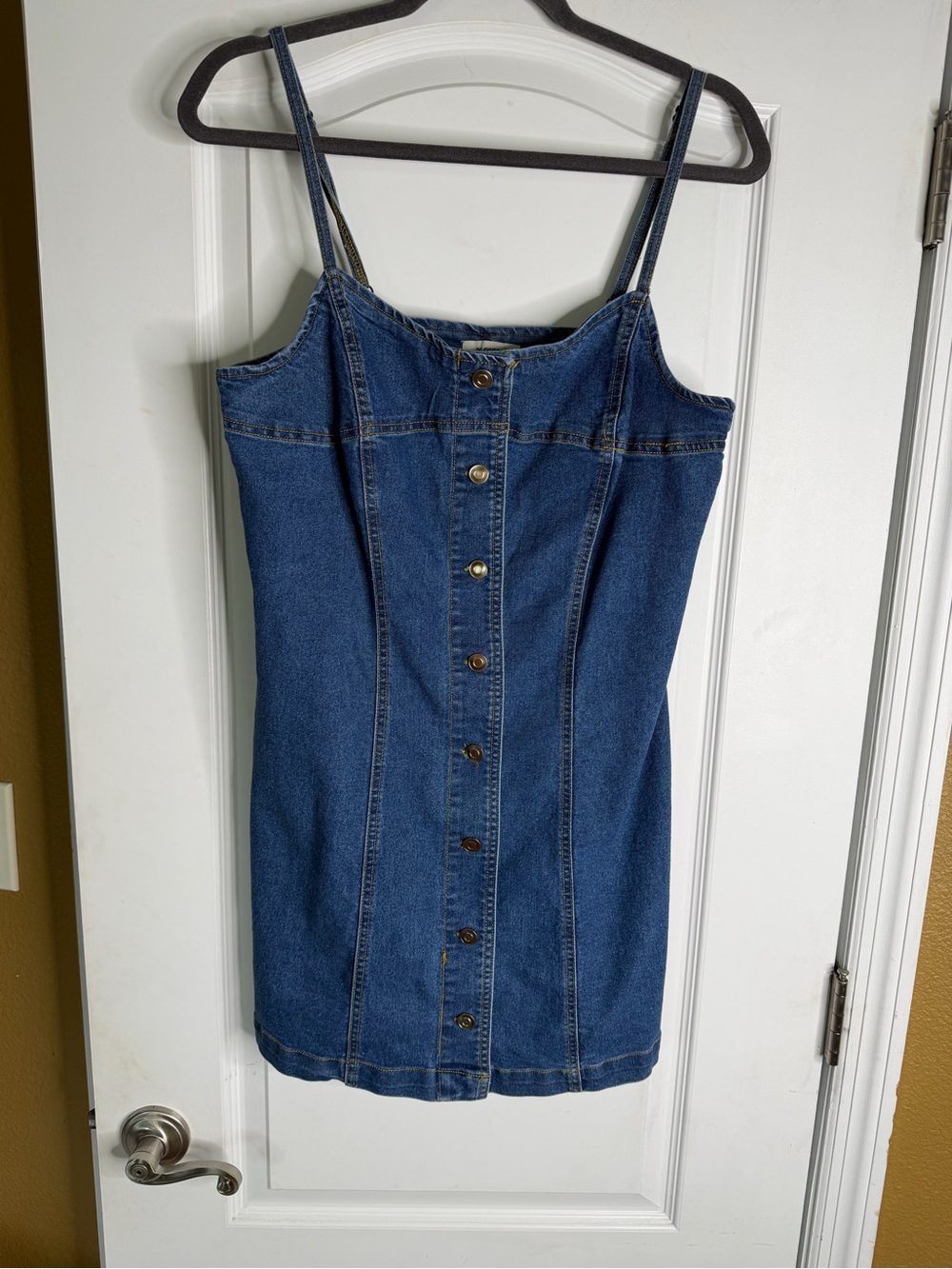 No Comment Y2K Western Festival Fitted  Denim Button-Front Mini Dress. Size XL